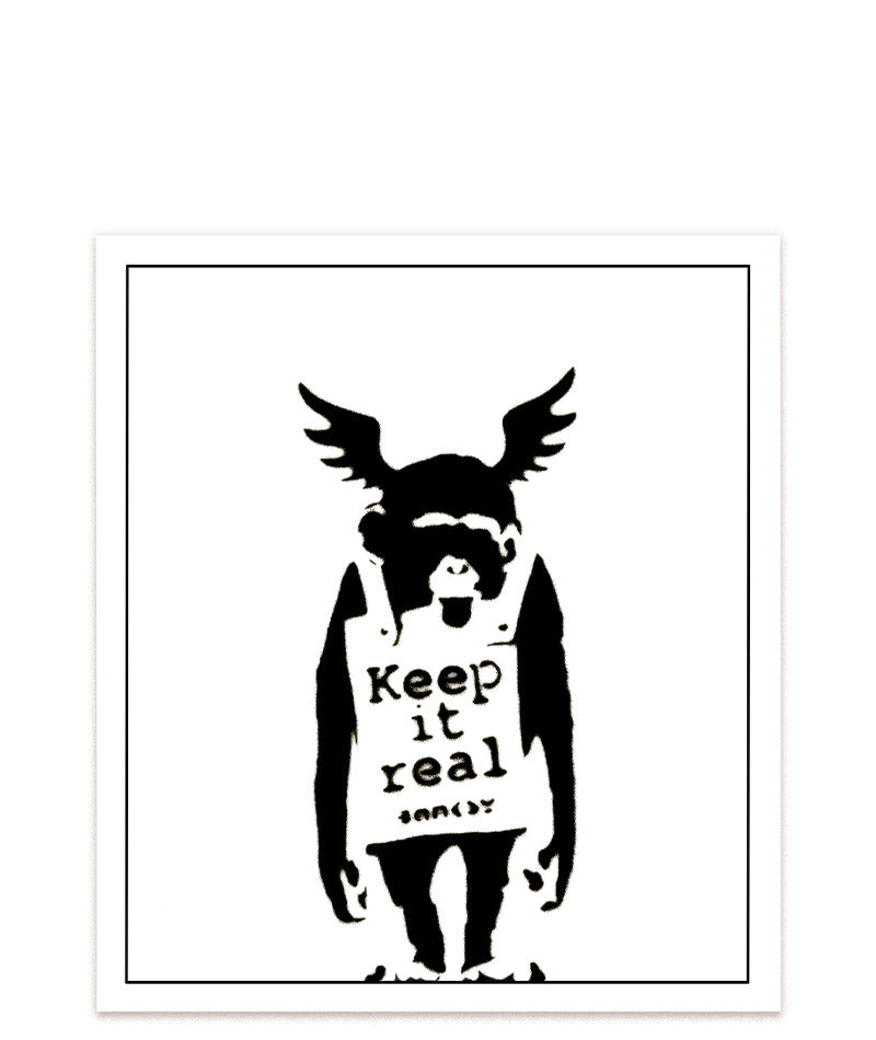 Banksys "Keep It Real" - Eine kreative Interpretation der menschlichen Natur durch ein Graffiti-Kunstwerk. #Klein = 23x20 cm_exclude-this-tag