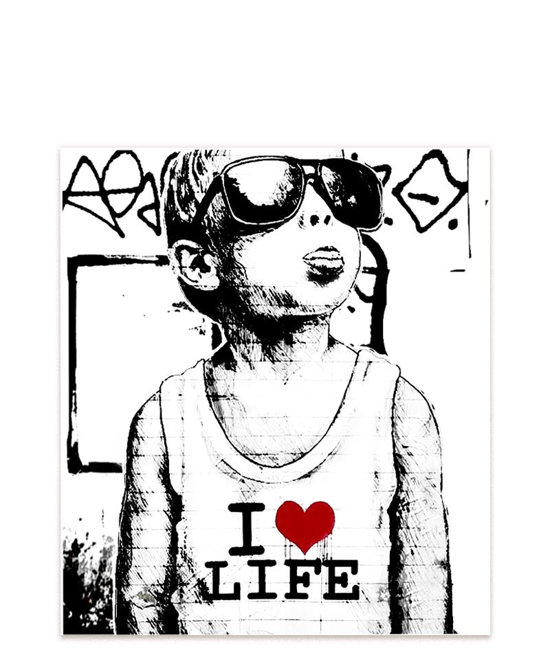 Banksys 'Life': Ein inspirierendes Kunstwerk, das die Liebe zum Leben feiert. #Klein = 23x20 cm_exclude-this-tag