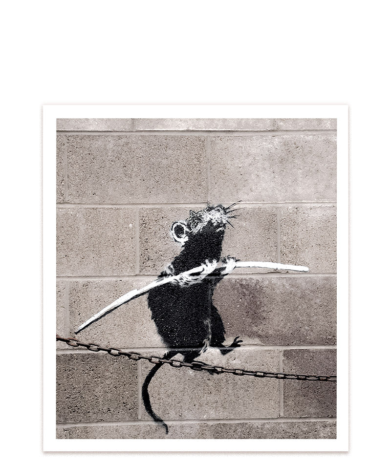 Banksy Balancing Rat auf Kette – das Streetart-Graffiti als einzigartiges Banksy-Kunstwerk für dein Zuhause #Klein = 23x20 cm_exclude-this-tag