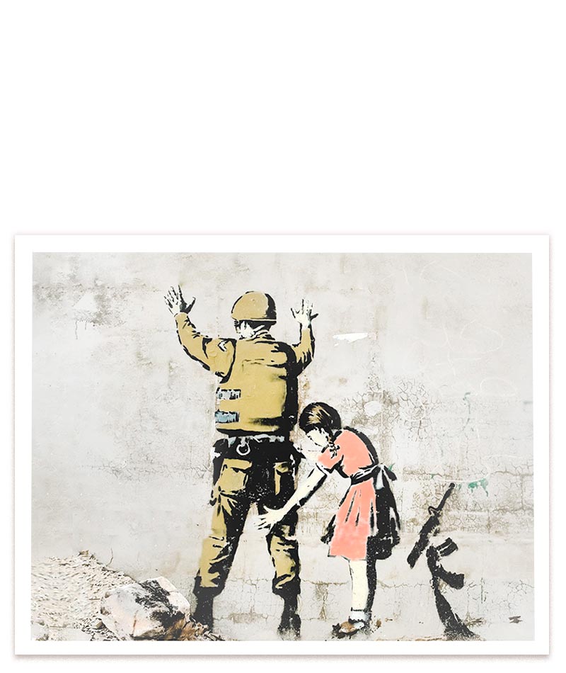 Banksys "Zivilcourage" ist ein eindringliches Kunstwerk, das uns dazu ermutigt, uns für eine bessere Welt einzusetzen. #Klein = 28x20 cm_exclude-this-tag