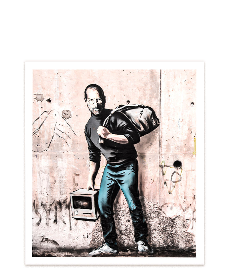 Banksy Kunstwerk "Steve's Job" mit Darstellung von Steve Jobs #Klein = 23x20 cm_exclude-this-tag