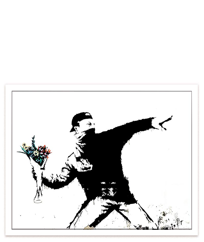 Banksys Flower Thrower - Eine inspirierende Darstellung des Friedens und der Gewaltlosigkeit. #Klein = 28x20 cm_exclude-this-tag