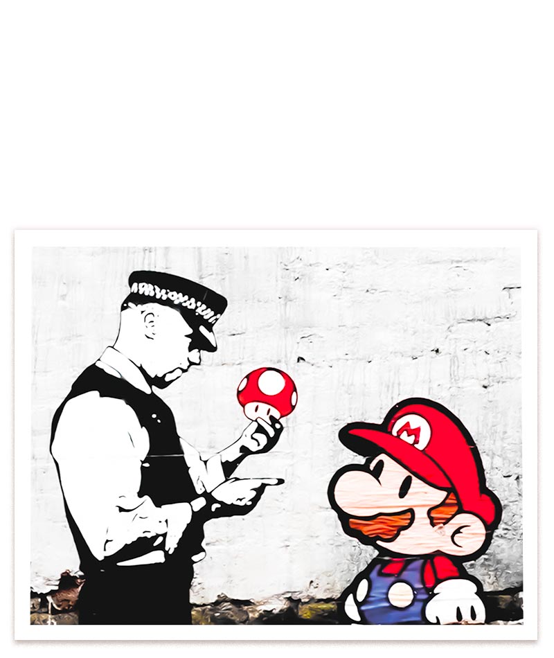 "Super Mario" von Banksy: Eine künstlerische Kritik an der Doppelmoral der Gesellschaft. #Klein = 28x20 cm_exclude-this-tag