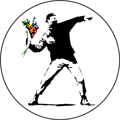 Das Profilbild zeigt das ikonische "Flower Thrower" -Motiv des anonymen britischen Street-Art-Künstlers Banksy. Das Bild vermittelt rebellische und kritische Elemente. Jetzt die Künstlerseite entdecken!