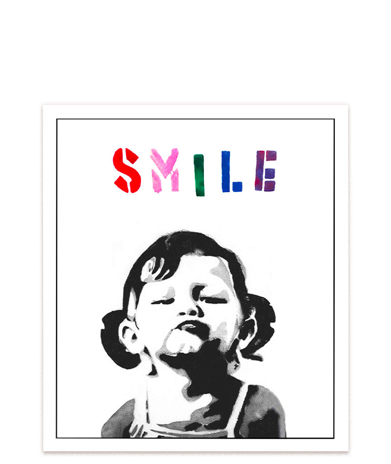 Banksys 'SMILE': Ein fröhliches Kunstwerk, das die Kraft des Lächelns symbolisiert #Klein = 23x20 cm_exclude-this-tag