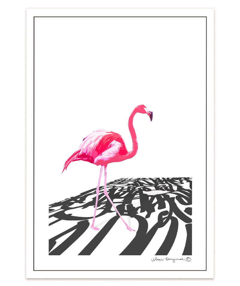 Pop-Kultur trifft auf Streetart mit dem Kunstwerk 'Flamingo' #A4 = 28x20 cm_exclude-this-tag