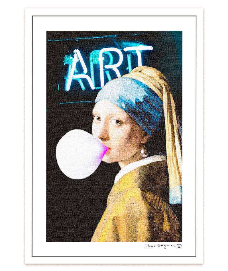 Neon-Kunst trifft Klassiker: "Girl with Pearls" als Pop-Art-Neuinterpretation #A4 = 28x20 cm_exclude-this-tag