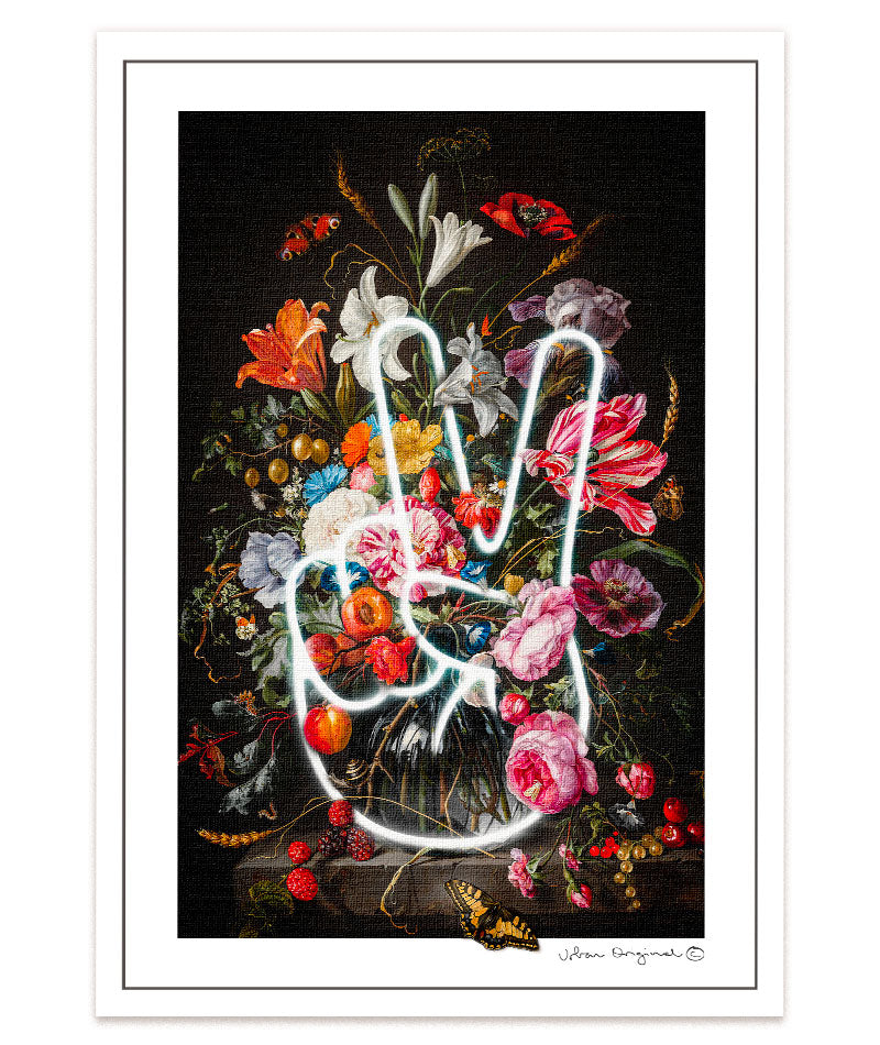 Dieser Kunstdruck mit dem Titel "PEACE" vermittelt auf beeindruckende Weise eine Botschaft von Liebe und Frieden. #A4 = 28x20 cm_exclude-this-tag