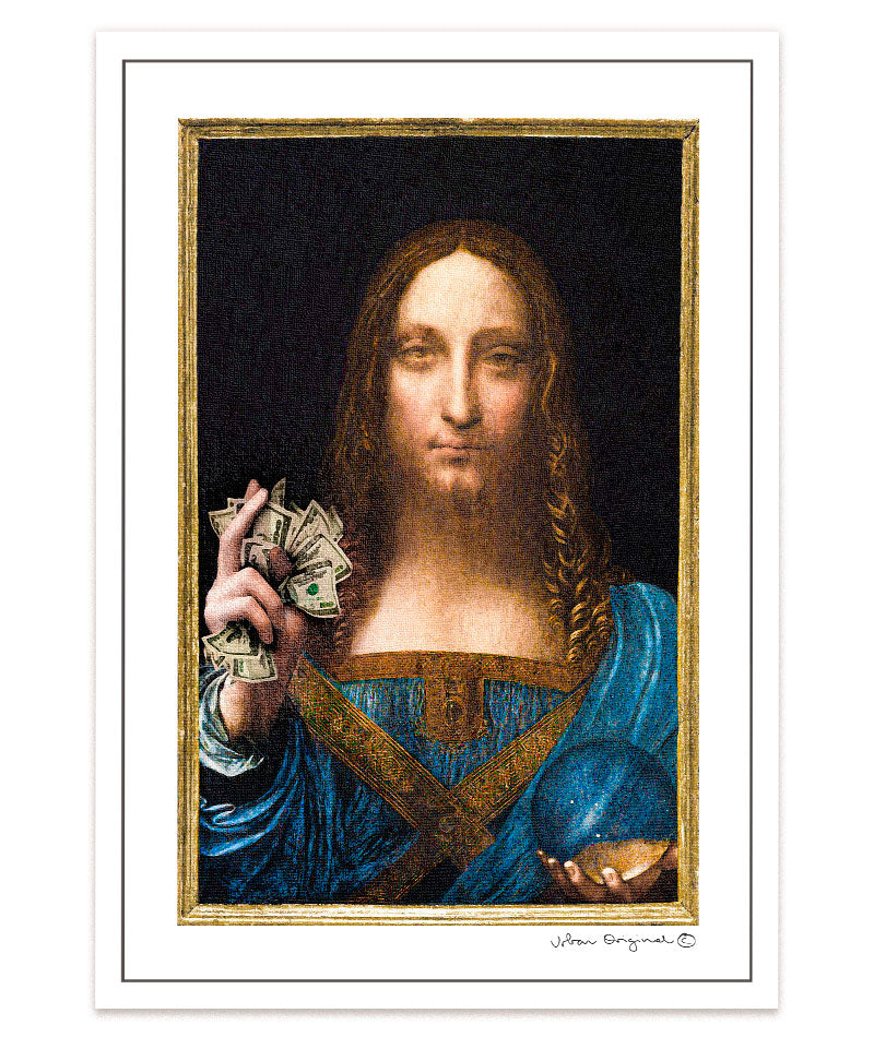 Kunst mit Bedeutung: "Money Mundi" verbindet auf humorvolle Weise Kunst und Geld und schafft damit eine ironische Botschaft. #A4 = 28x20 cm_exclude-this-tag